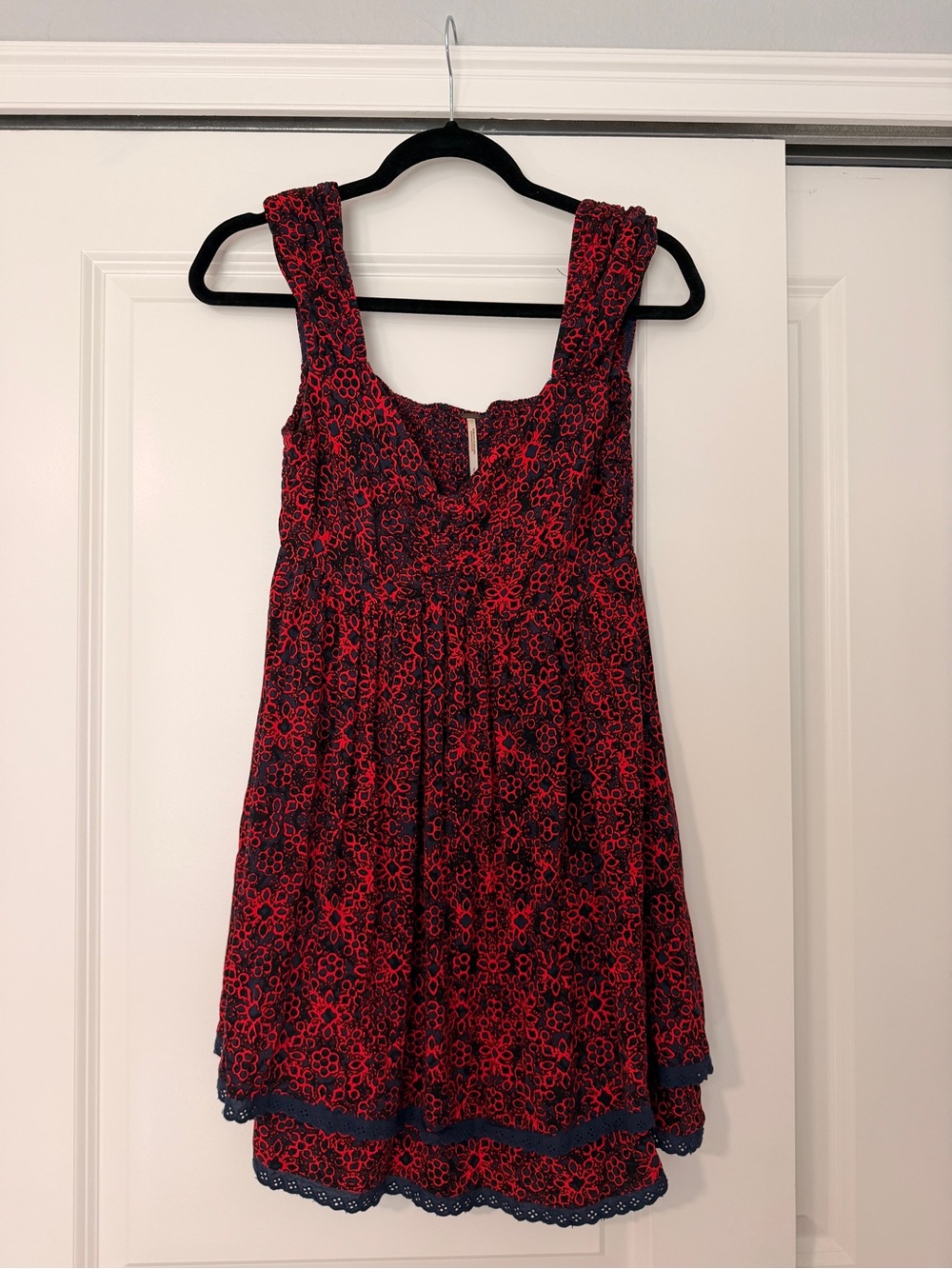 Free People Red and Black Floral Mini Dress